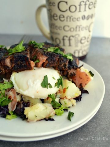 Coffee Rubbed Steak and Poached Egg Brunch