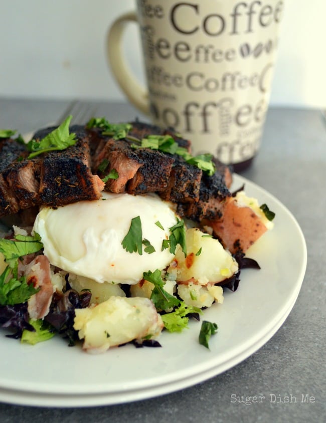 Coffee Rubbed Steak and Poached Egg Brunch