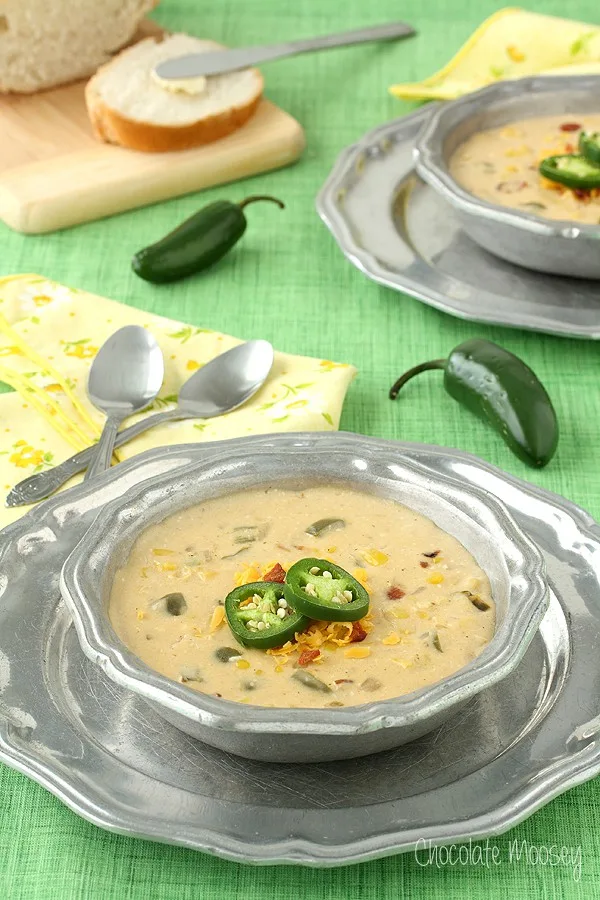 Jalapeno Popper Corn Chowder via Chocolate Moosey; Meal Plans Made Simple