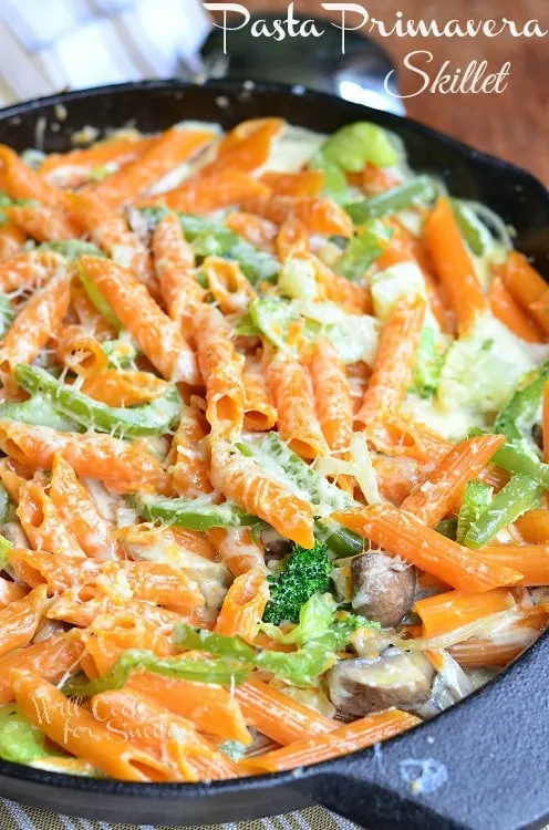 Pasta Primavera Skillet via Will Cook for Smiles; Meal Plans Made Simple