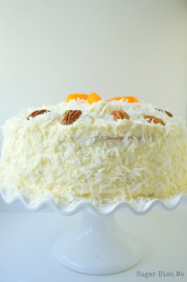 Pig Pickin Cake full of mandarin oranges, pineapple, and fluffy Cool Whip Frosting