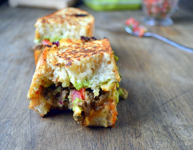 Taco Supreme Grilled Cheese Sandwiches with chipotle cheddar