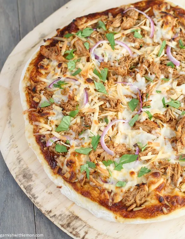 BBQ Chicken Pizza via Garnish with Lemon; Meal Plans Made Simple