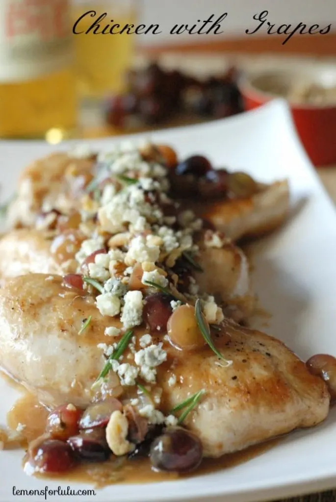 Chicken with Blue Cheese and Grapes via Lemons for Lulu; Meal Plans Made Simple