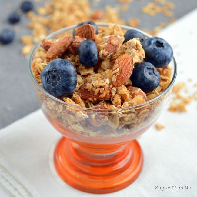 Salted Caramel Almond Granola by www.sugardishme.com