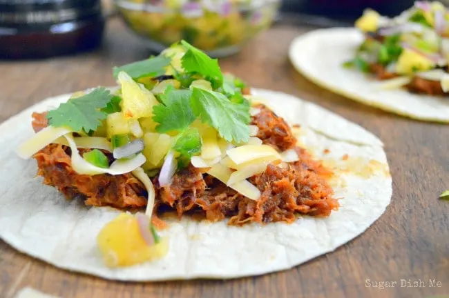 Slow Cooker BBQ Pork Tacos with Pineapple Salsa