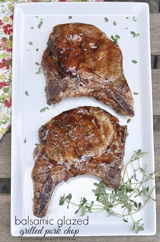 Balsamic Glazed Grilled Pork Chops via Your Home Based Mom; Meal Plans Made Simple