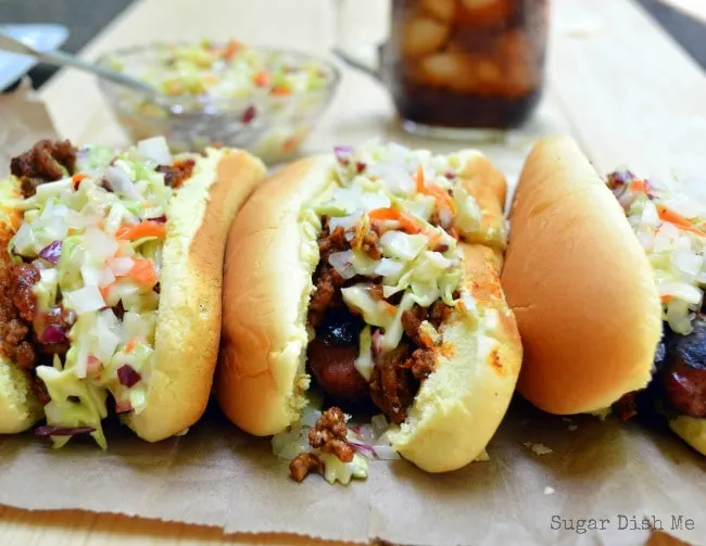 Carolina Style Hot Dogs with Homemade Slaw