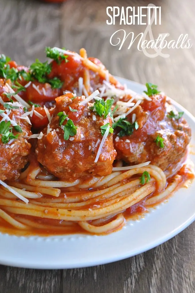 Spaghetti and Meatballs via House of Yumm on Meal Plans Made Simple