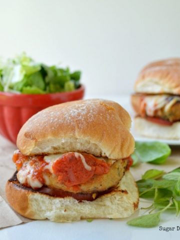 Chicken Burger Recipe with marinara sauce and mozzarella cheese