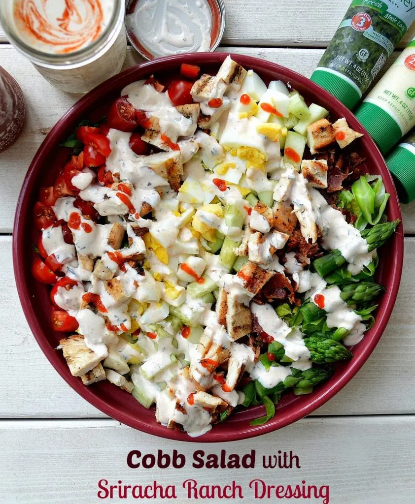 Cobb Salad with Sriracha Ranch via Souffle Bombay - Meal Plans Made Simple