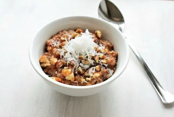 Overnight Crock Pot German Chocolate Oatmeal