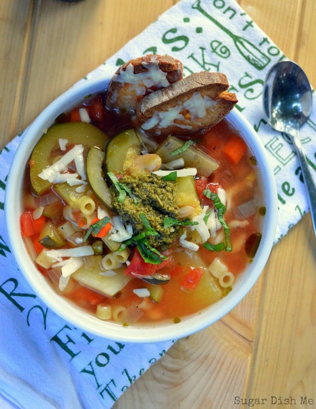 Slow Cooker Summer Vegetable Pesto Soup Sugar Dish Me