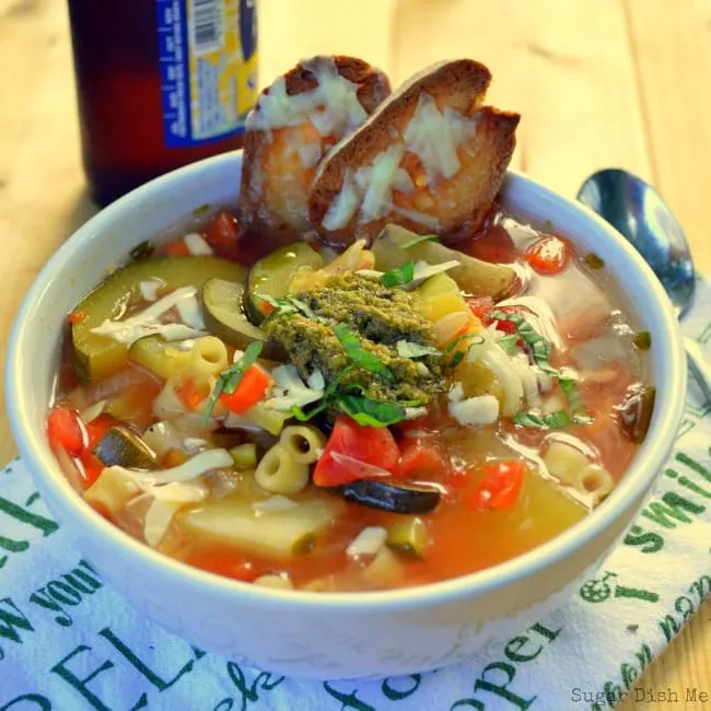 Crock Pot Vegetable Soup with Pesto