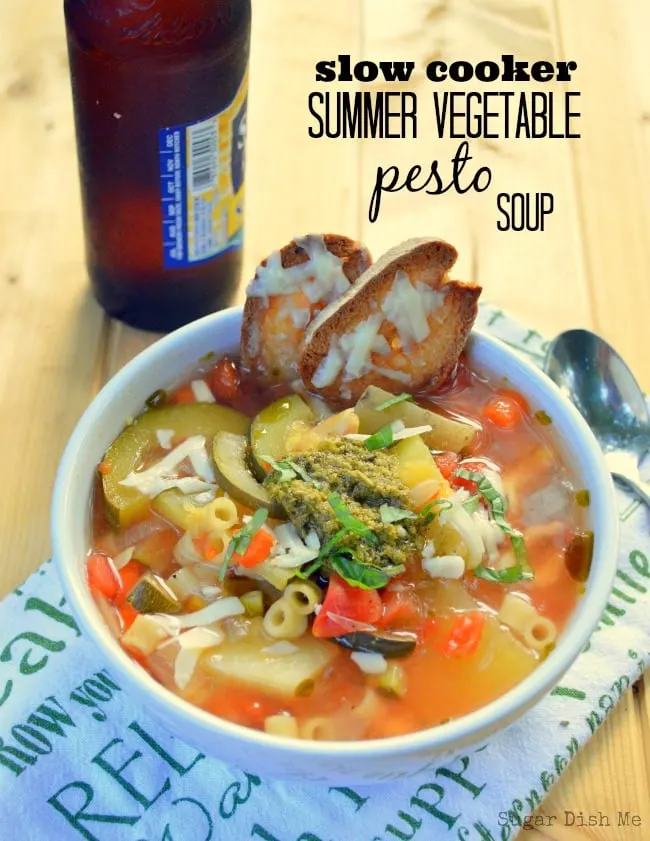 Slow Cooker Summer Vegetable Pesto Soup