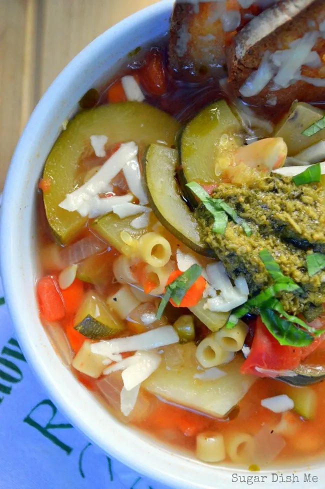 Slow Cooker Vegetable Soup with Pesto