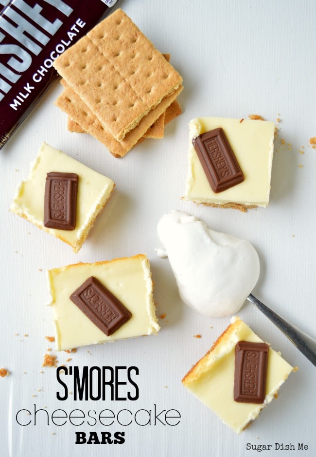 S'mores Cheesecake Bars made with marshmallow fluff