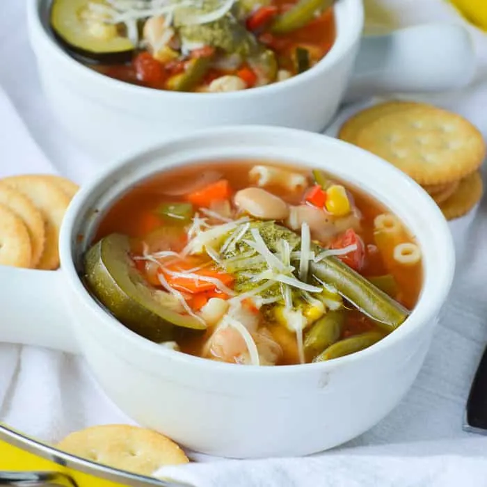 Summer Vegetable Soup with Pesto