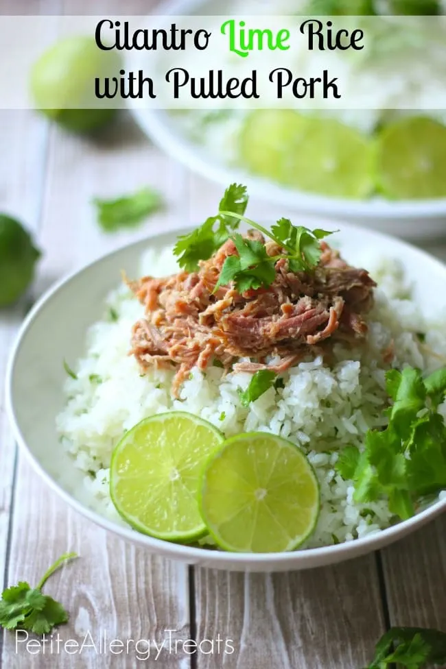 Cilantro Lime Rice with Pulled Pork via Petit Allergy Treats on Meal Plans Made Simple