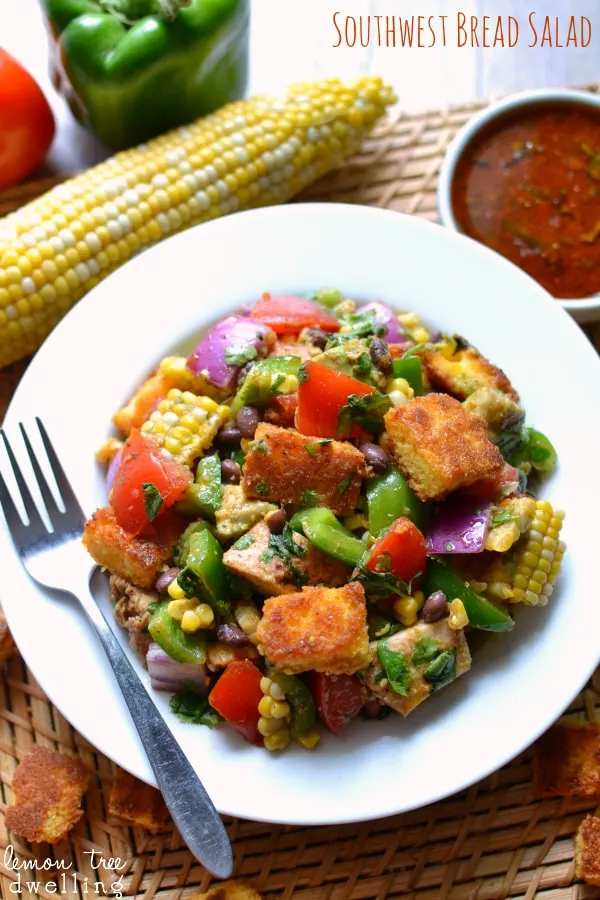 Southwest Bread salad via Lemon Tree Dwelling on Meal Plans Made Simple