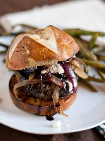 Red Wine Burgers with Caramelized Onions and Goat Cheese via Neighborfood on Meal Plans Made Simple