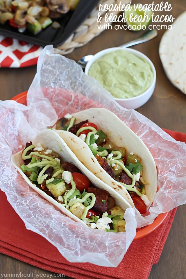 Roasted Vegetable Black Bean Tacos via Yummy Healthy easy on Meal Plans Made Simple