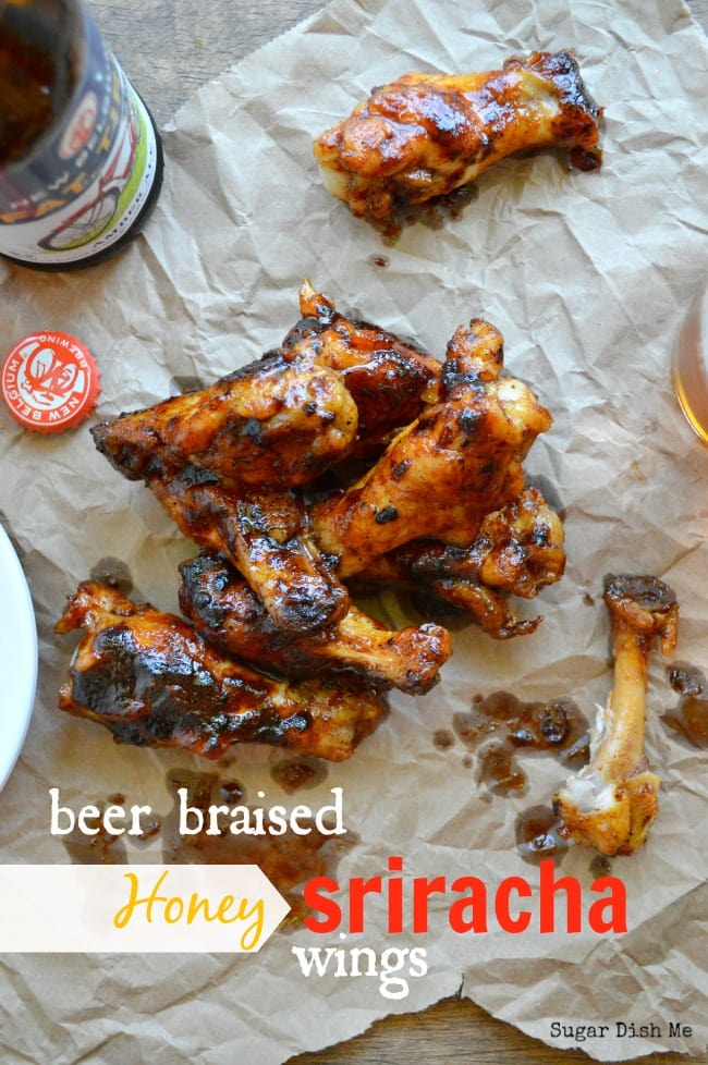 beer braised honey sriracha wings