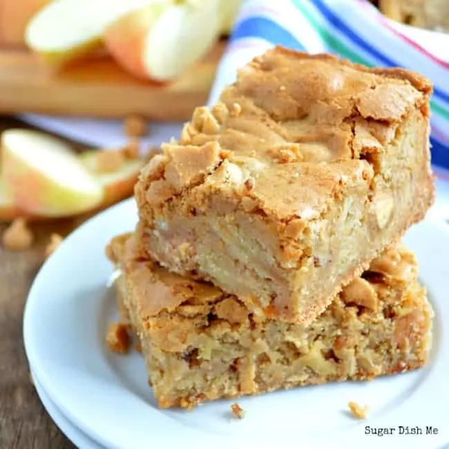 Chewy Apple Peanut Butter Bars - Sugar Dish Me