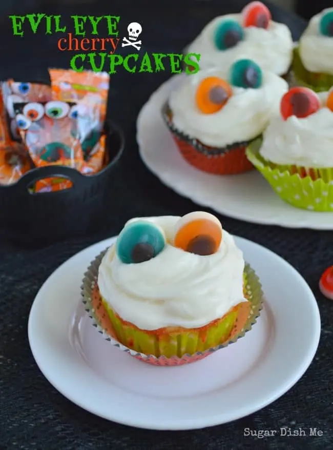 Evil Eye Cherry Cupcakes