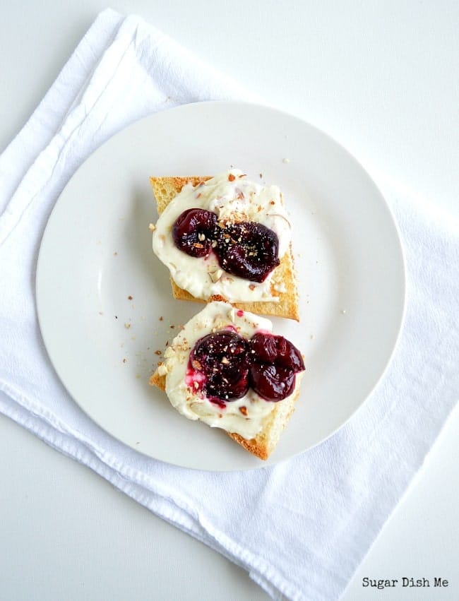 Roasted Cherry Toasts with Honey Nut Cream Cheese