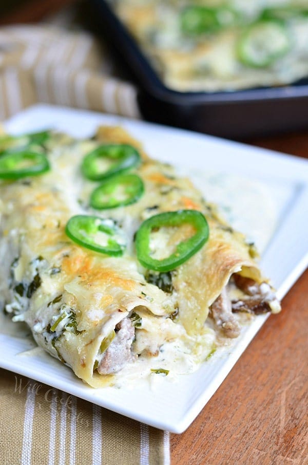 Steak Enchiladas with Jalapeno Cream Sauce via Will Cook for Smiles on Meal Plans Made Simple