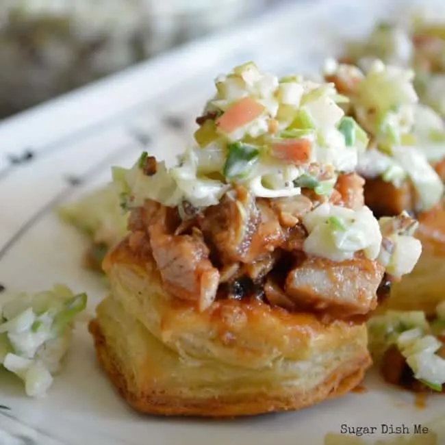 Pulled Pork Puff Pastries with Apple Bacon Slaw
