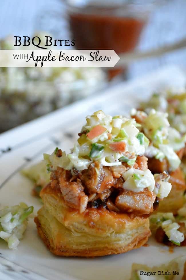 BBQ Pork Bites with Apple Bacon Slaw