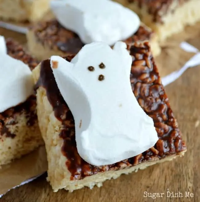 Halloween Krispy Treats with Ghost Peeps