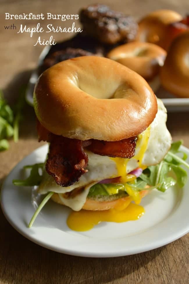 Breakfast Burgers with Maple Sriracha Aioli