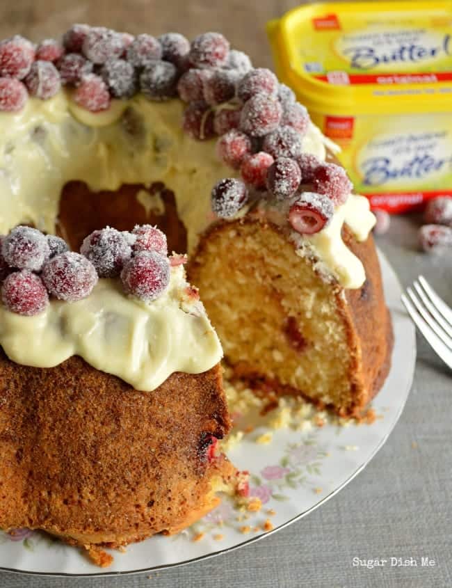 Pound Cake with Sugared Cranberries