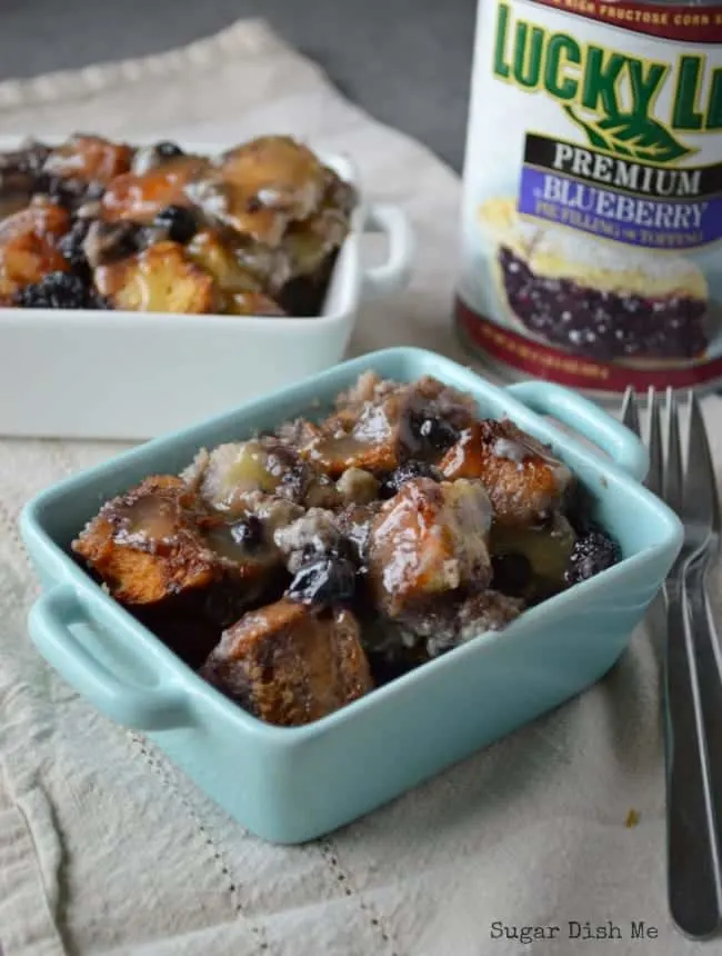 Blueberries and Cream Bread Pudding with Whiskey Butter Sauce