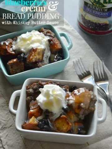 Blueberry Bread Pudding with Whiskey Sauce