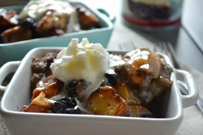 Blueberry Bread Pudding with Whiskey Sauce