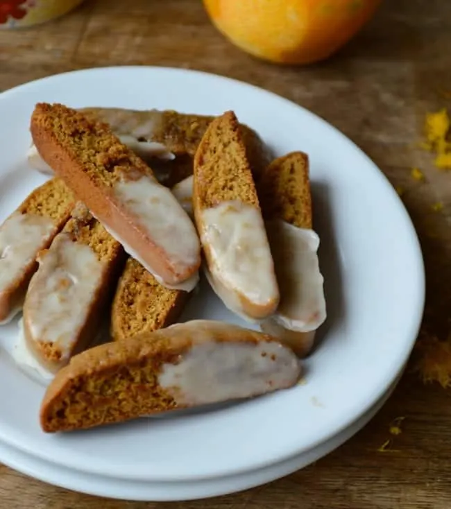 Gingerbread Biscotti with Orange Glaze