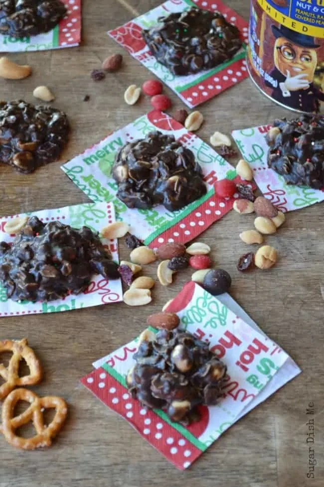 No Bake Peanut Butter Chocolate Oatmeal Cookies with Nuts and Candy