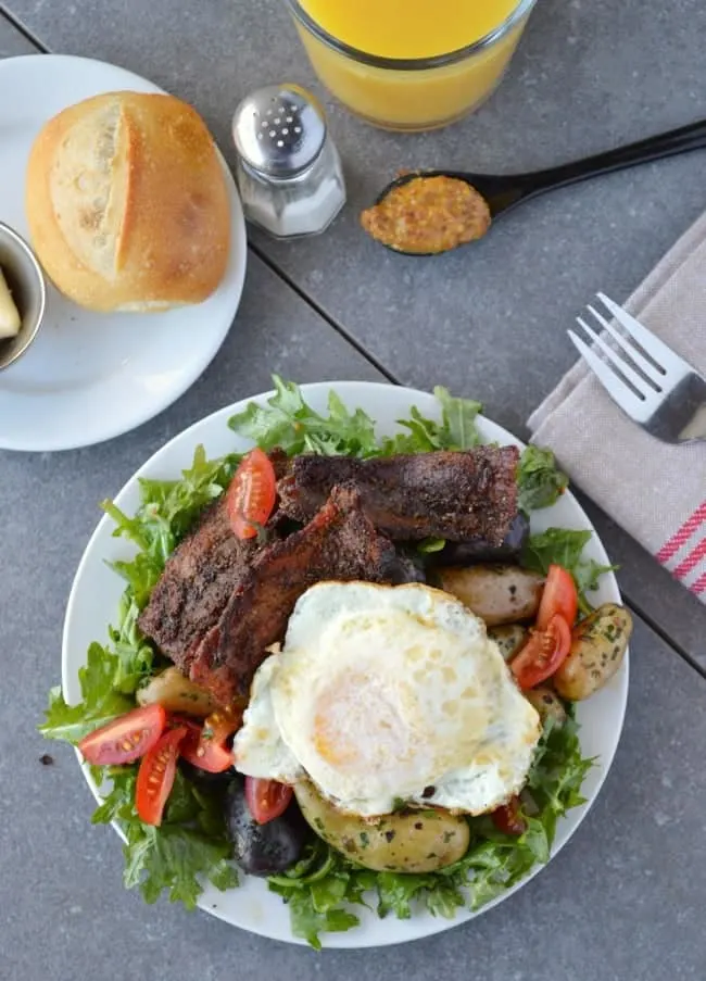 Bacon and Egg Breakfast Salad with Maple Dijon Vinaigrette