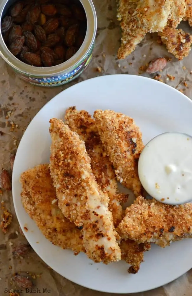 Oven Fried Chicken Fingers with Crunchy Almond Crust