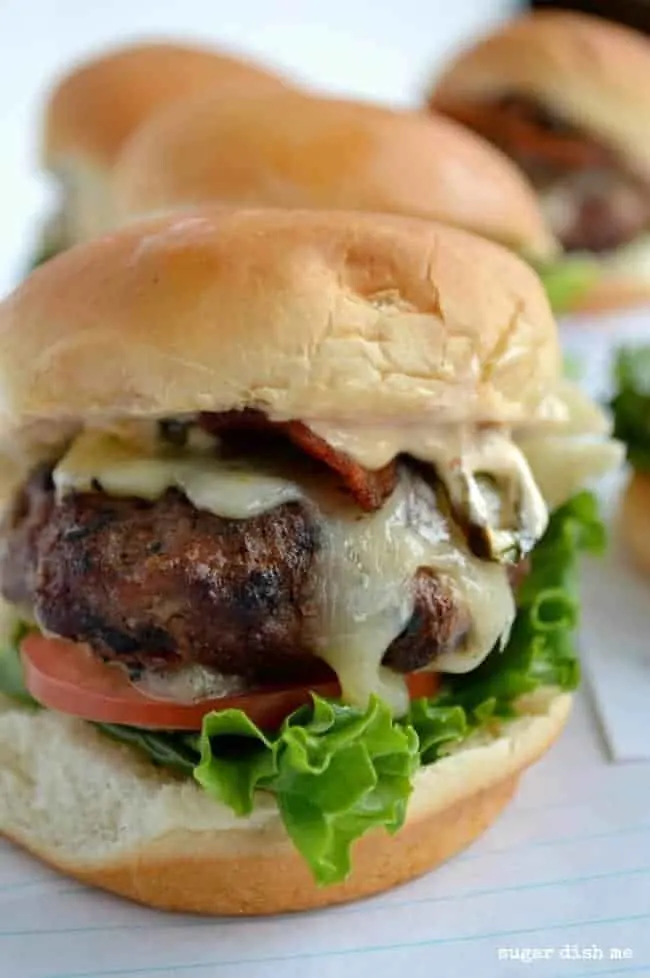 Spicy Little Turkey Burgers with Jalapeno Bacon and Cheddar Jack Cheese