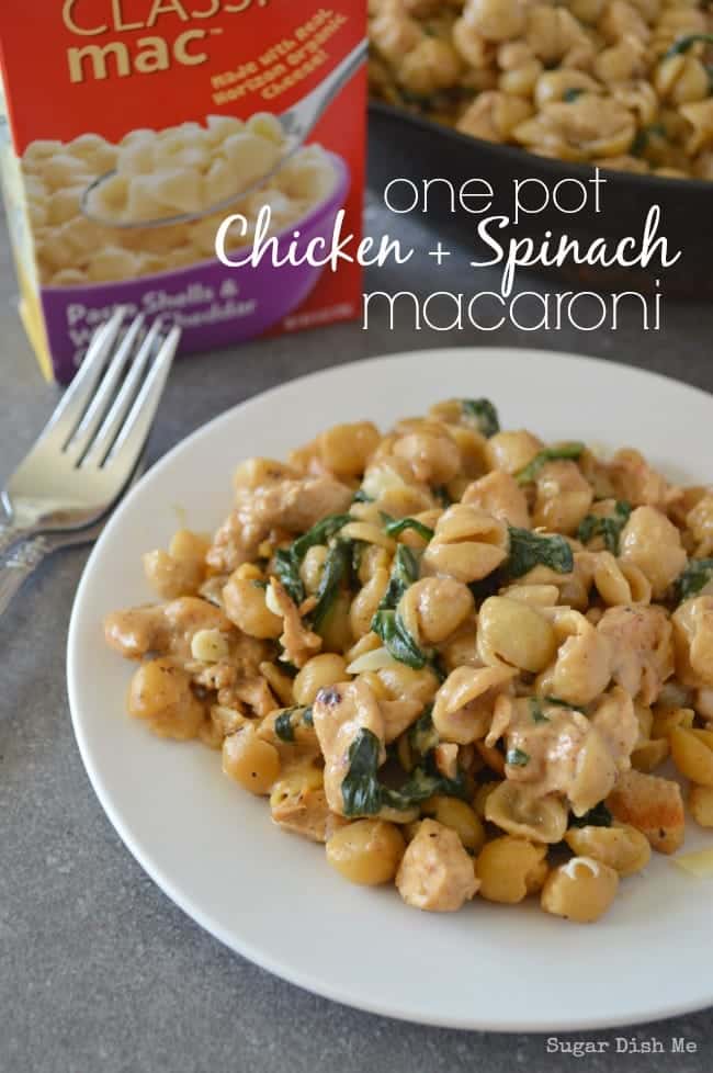 One Pot Chicken and Spinach Macaroni