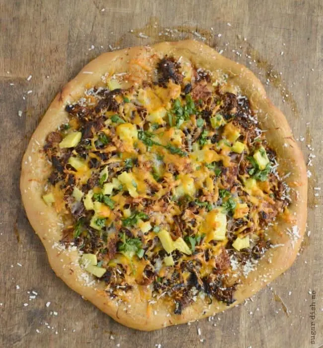 Pulled Pork Pizza with Copycat Mellow Mushroom Crust