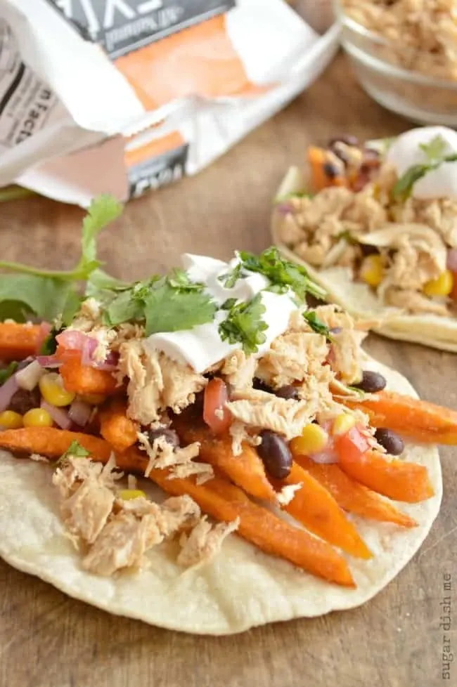 Chicken Tacos with Sweet Potatoes and Black Bean Salsa
