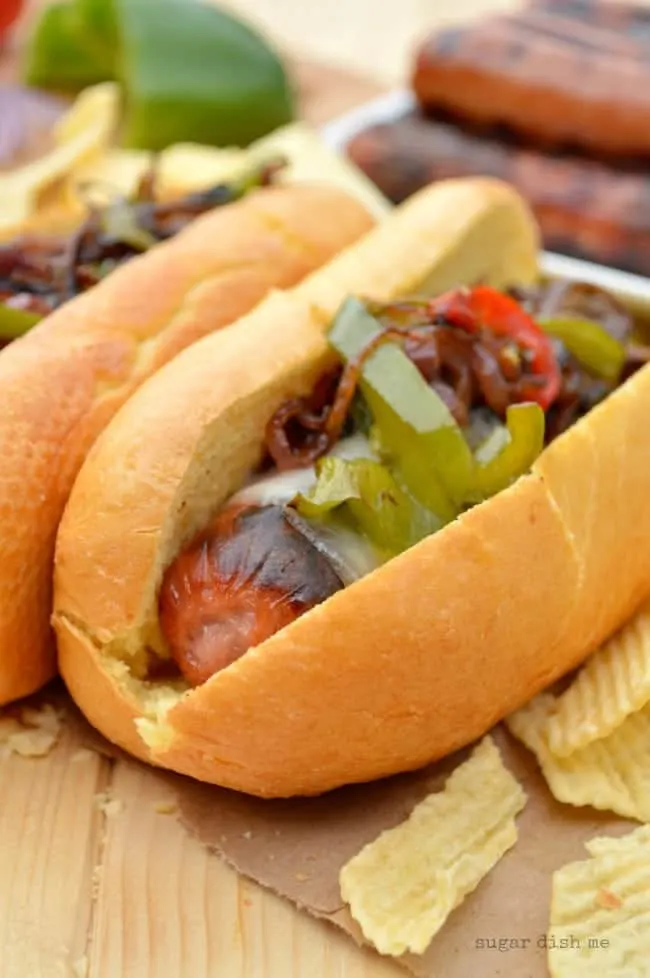 Hot Dogs with Peppers and Onions