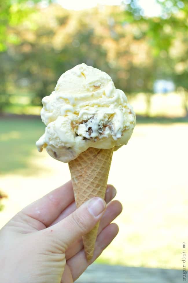 Homemade Sweet Cream Ice Cream with Apple Butter Caramel Swirl