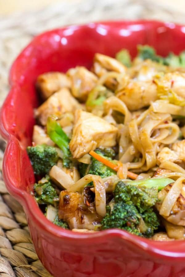 Spicy Honey Sriracha Chicken with Rice Noodles